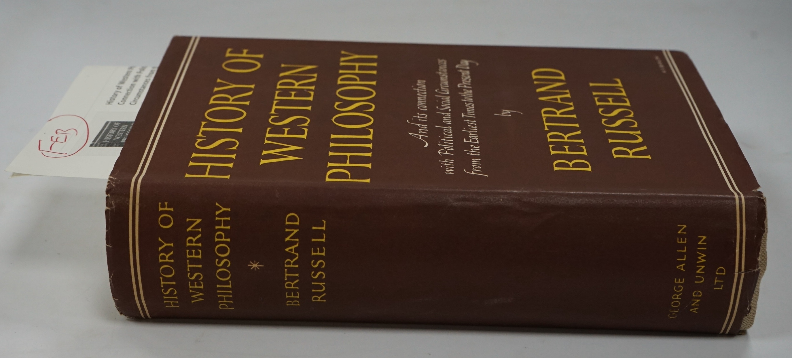 Russell, Bertland - History of Western Philosophy ... first edition. publisher's holland cloth and d/wrapper. George Allen and Unwin, 1946